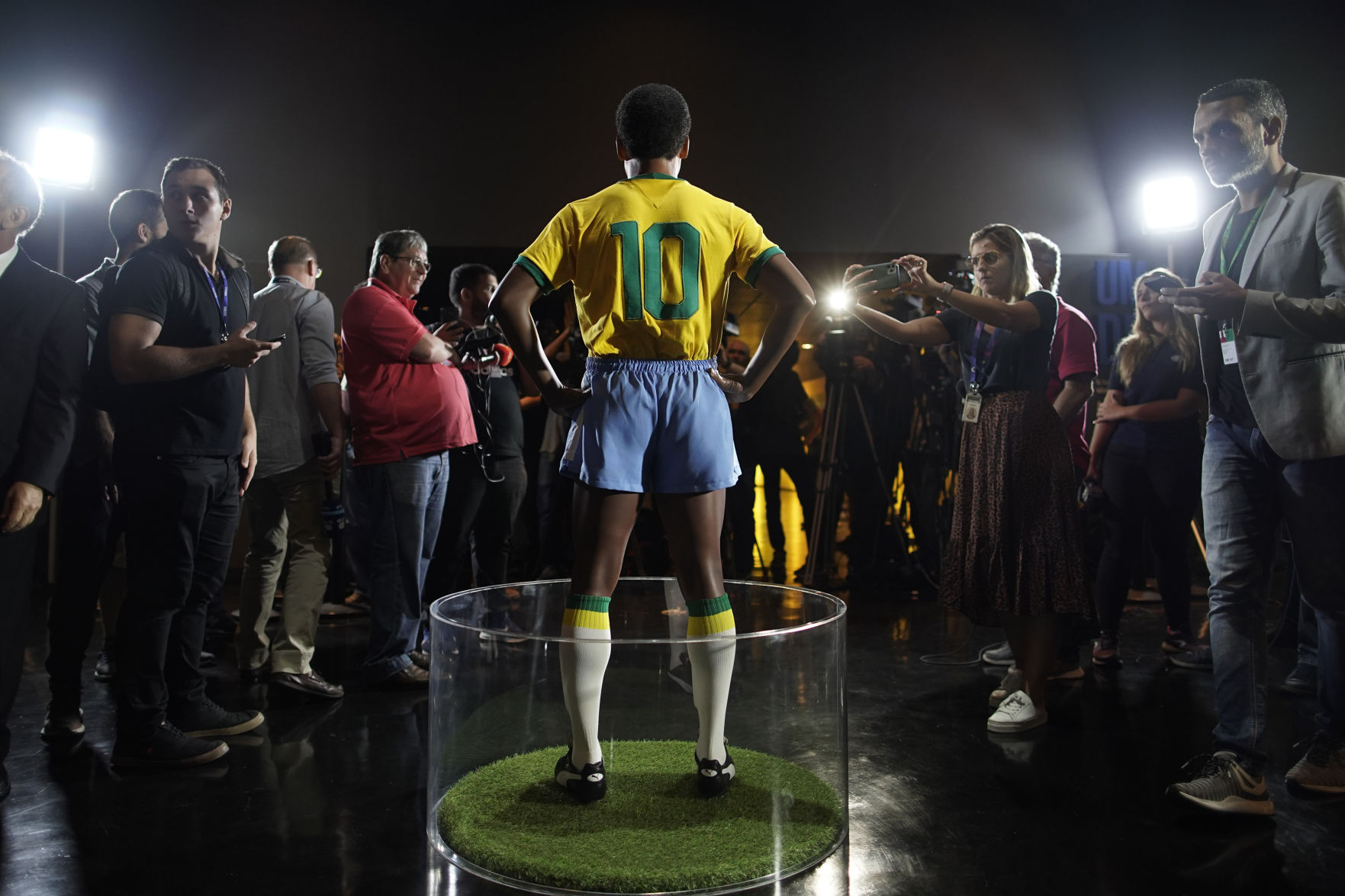 APTOPIX Brazil Soccer Pele Statue